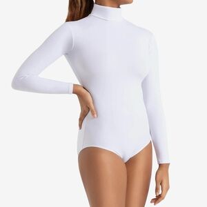 Capezio white turtleneck leotard bodysuit